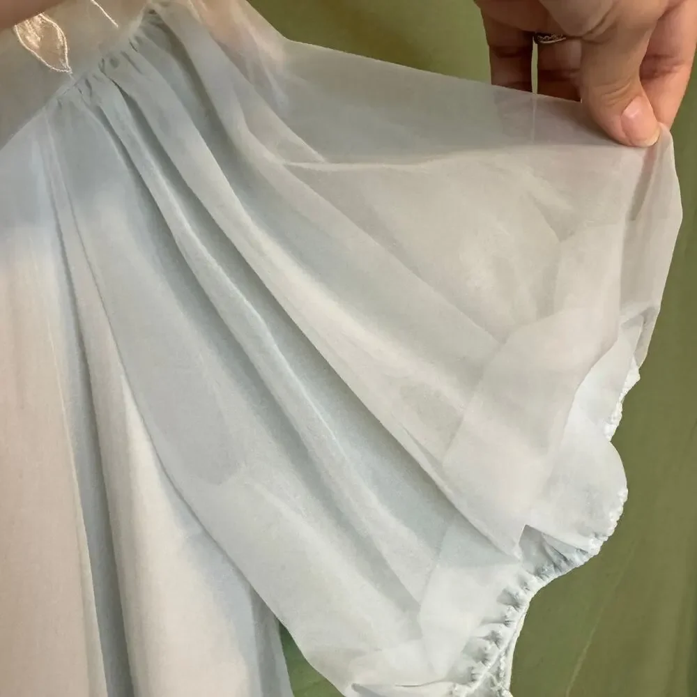 Vintage Formfit Rogers Baby Blue Sheer Chiffon Peignoir Robe